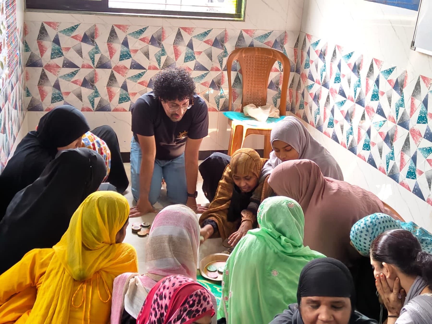 Mothers and caregivers gathered for a nutrition counselling session.
